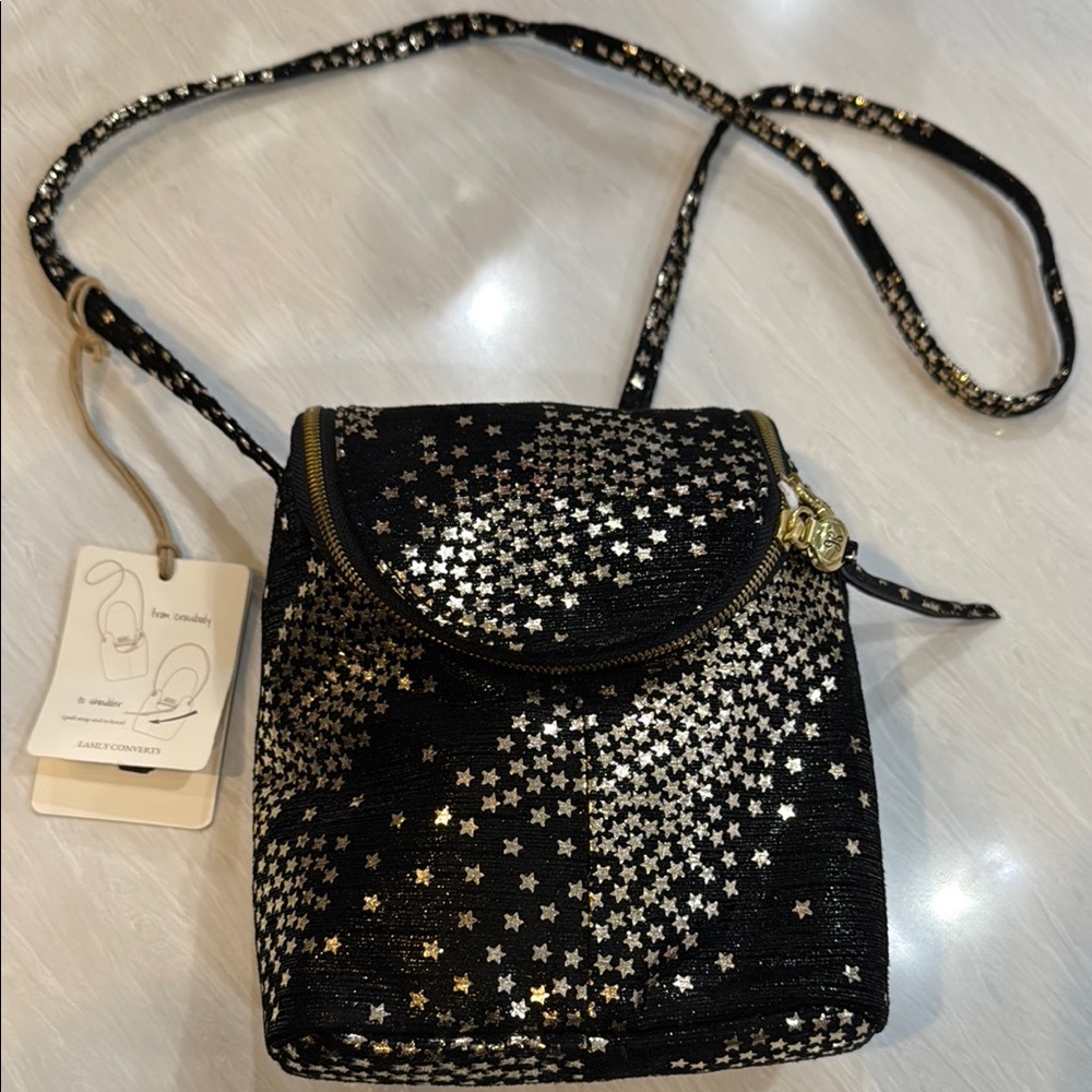 Hobo  black and gold shooting stats crossbody /shoulder bag NwT